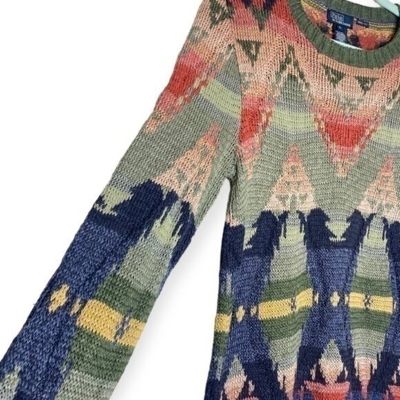 Vintage Polo by Ralph Lauren handknit western serape sweater silk linen alpaca - Picture 3 of 9